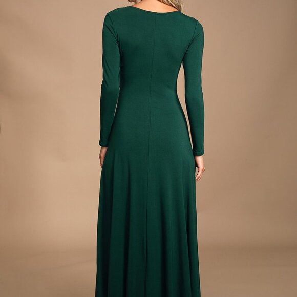 Lulu's "Swept Away" Forest Green Longsleeve Maxi Dress - Picture 9 of 12